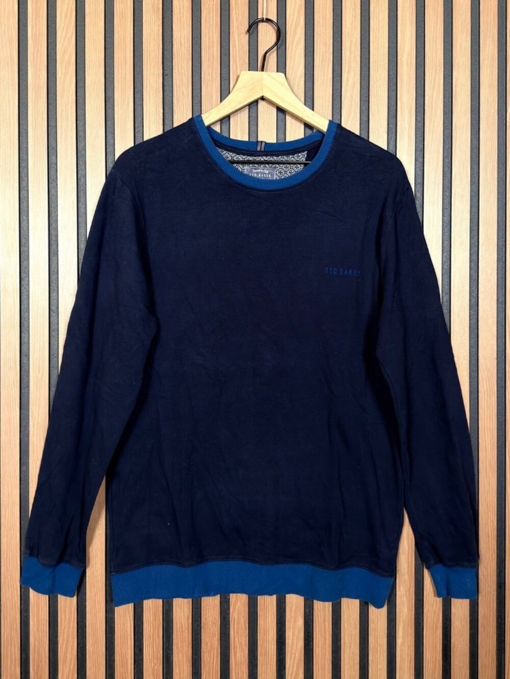 Ted Baker Sweatshirt Small Mens Blue Pullover Crewneck Cotton Poly